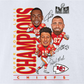 KANSAS CITY CHIEFS MEN'S SUPER BOWL LVIII CHAMPIONS CARICATURE TRIO T-SHIRT