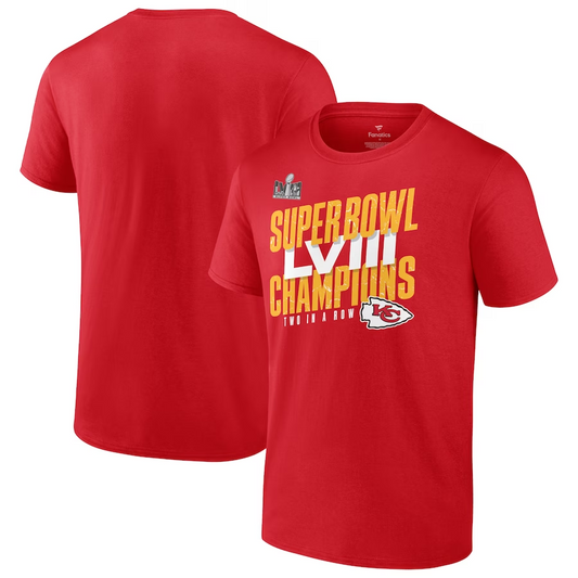 KANSAS CITY CHIEFS MEN'S SUPER BOWL LVIII CHAMPIONS ICONIC VICTORY T-SHIRT