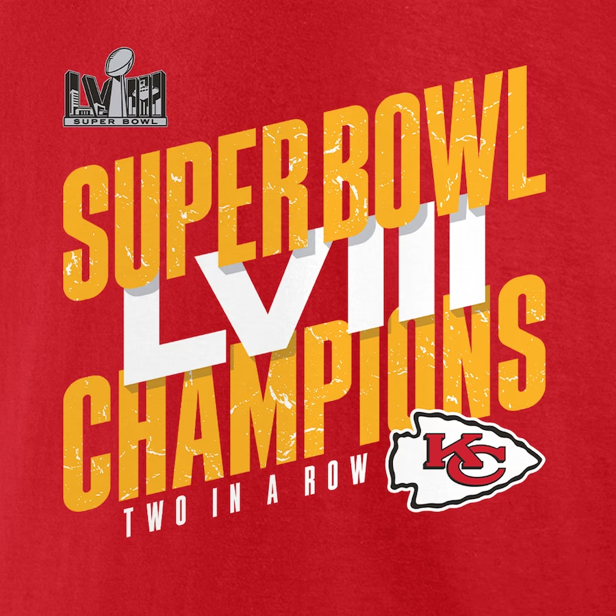 KANSAS CITY CHIEFS MEN'S SUPER BOWL LVIII CHAMPIONS ICONIC VICTORY T-SHIRT