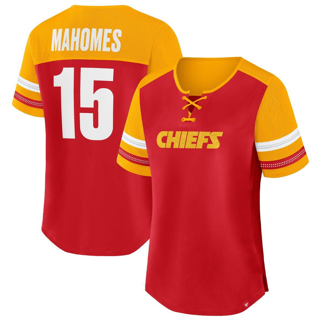 KANSAS CITY CHIEFS PATRICK MAHOMES WOMEN'S FANATICS CURL ROUTE T-SHIRT