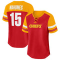 KANSAS CITY CHIEFS PATRICK MAHOMES WOMEN'S FANATICS CURL ROUTE T-SHIRT