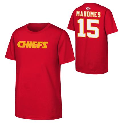 KANSAS CITY CHIEFS PATRICK MAHOMES YOUTH OUTERSTUFF NAME NUMBER T-SHIRT - RED