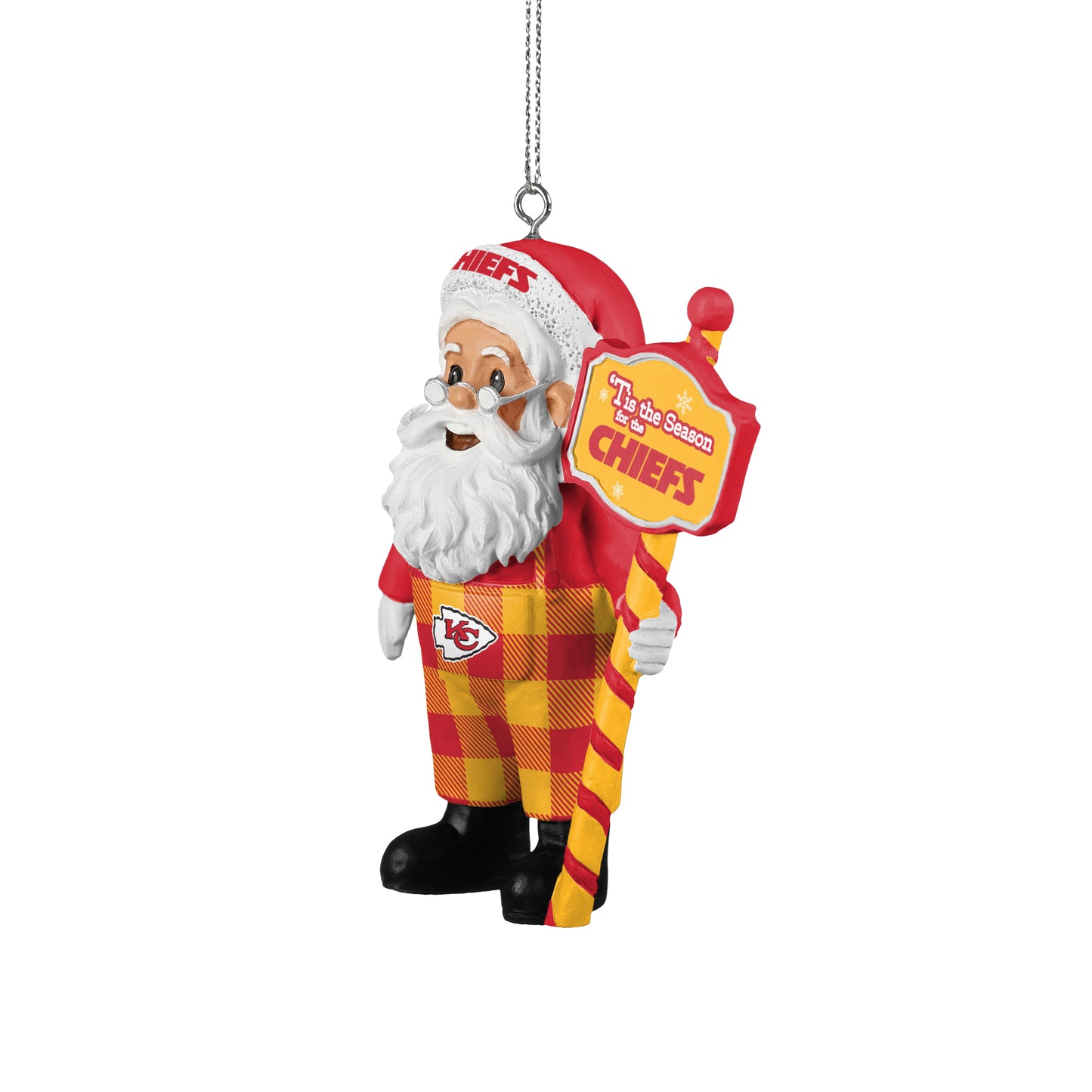 KANSAS CITY CHIEFS SANTA OVERALLS ORNAMENT