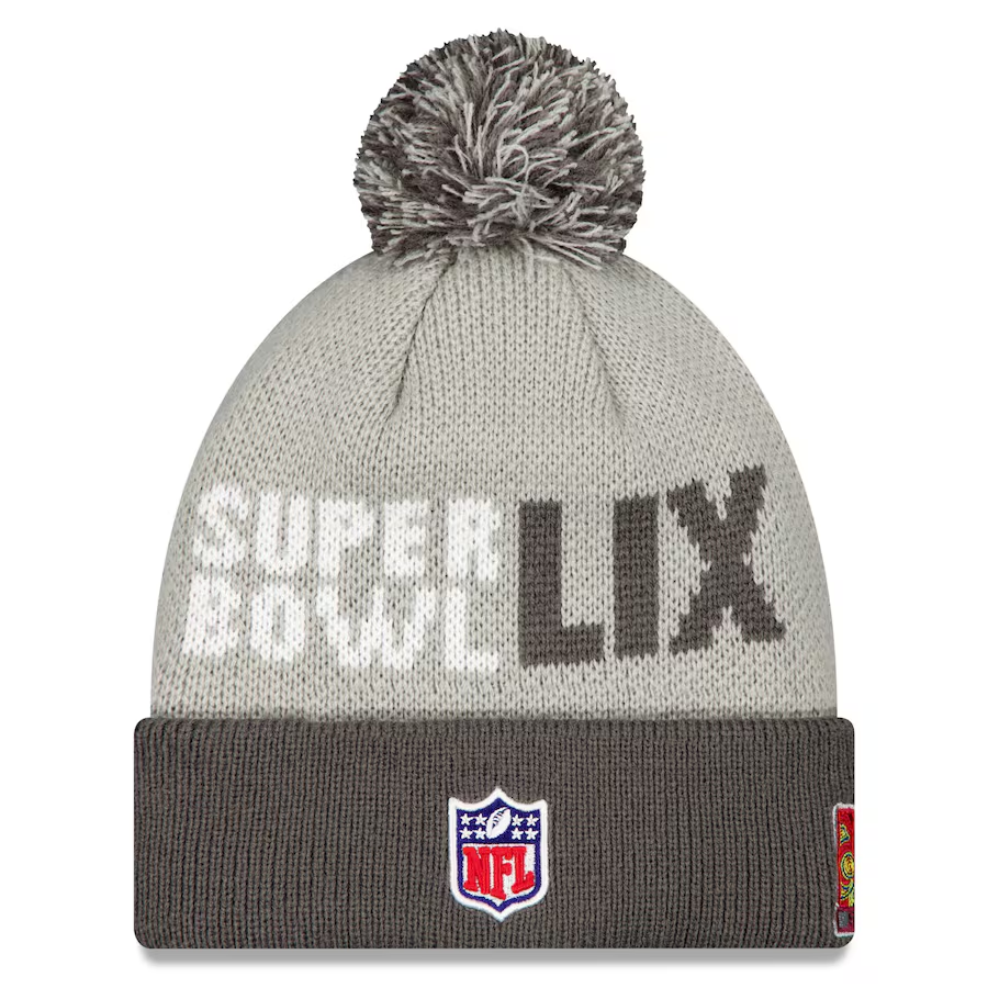 KANSAS CITY CHIEFS SUPER BOWL LIX OPENING NIGHT CUFFED KNIT WITH POM - GRAY