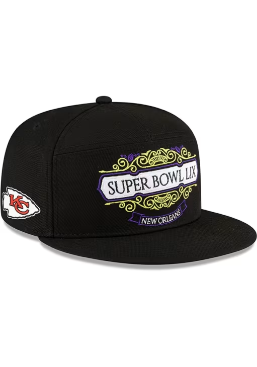 KANSAS CITY CHIEFS SUPER BOWL LIX TARMAC 9FIFTY SPLIT SNAPBACK HAT