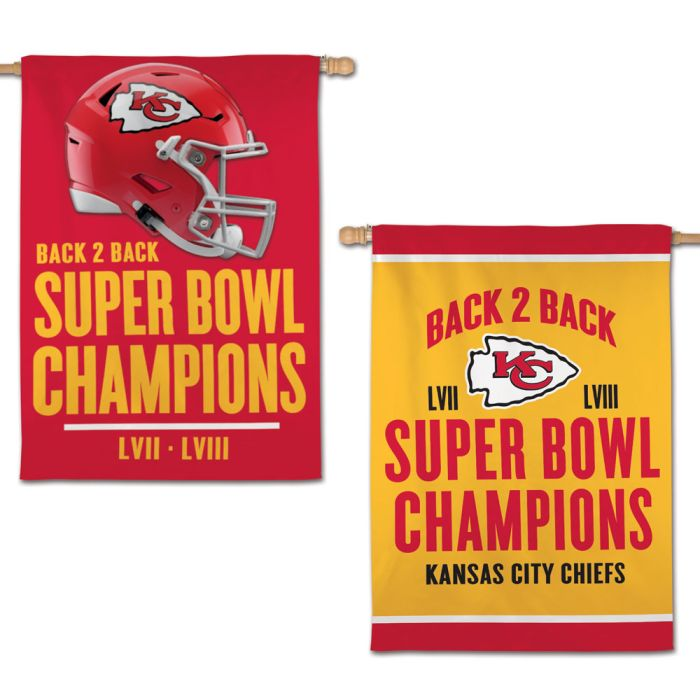 KANSAS CITY CHIEFS SUPER BOWL LVIII CHAMPIONS 2-SIDED 28" X 40" VERTICAL FLAG