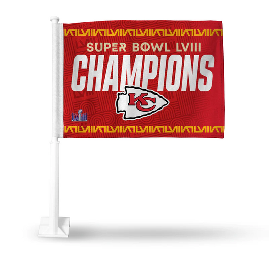 KANSAS CITY CHIEFS SUPER BOWL LVIII CHAMPIONS CAR FLAG