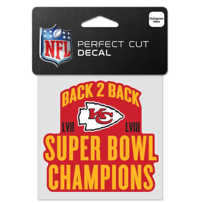 KANSAS CITY CHIEFS SUPER BOWL LVIII CHAMPIONS PERFECT CUT COLOR DECAL 4" X 4"