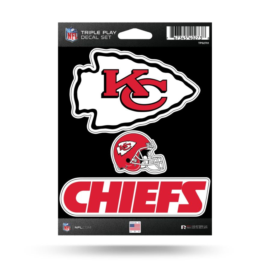 KANSAS CITY CHIEFS TRIPLE PLAY DECAL SET