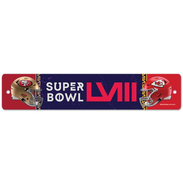 KANSAS CITY CHIEFS VS SAN FRANCISCO 49ERS SUPER BOWL LVIII DUELING  STREET/ ZONE SIGN 3.75" X 19"