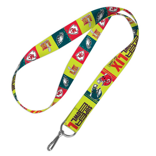 KANSAS CITY CHIEFS VS. PHILADELPHIA EAGLES SUPER BOWL LIX DUELING 1" LANYARD