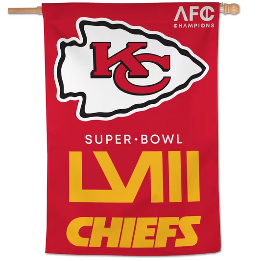 KANSAS CITY CHIEFS 2023 AFC CHAMPIONS 28" x 40" VERTICAL FLAG