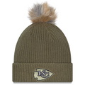 KANSAS CITY CHIEFS WOMEN'S 2025 NFL SALUTE TO SERVICE CUFFED KNIT BEANIE - GREEN