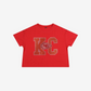 KANSAS CITY CHIEFS WOMEN'S FOCO RHINESTONE LOGO CROP TOP T-SHIRT - RED
