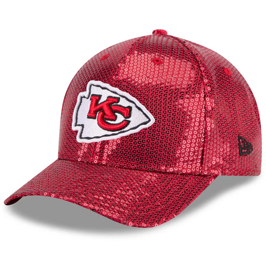 KANSAS CITY CHIEFS WOMEN'S SEQUIN 9FORTY M-CROWN SNAPBACK HAT - RED