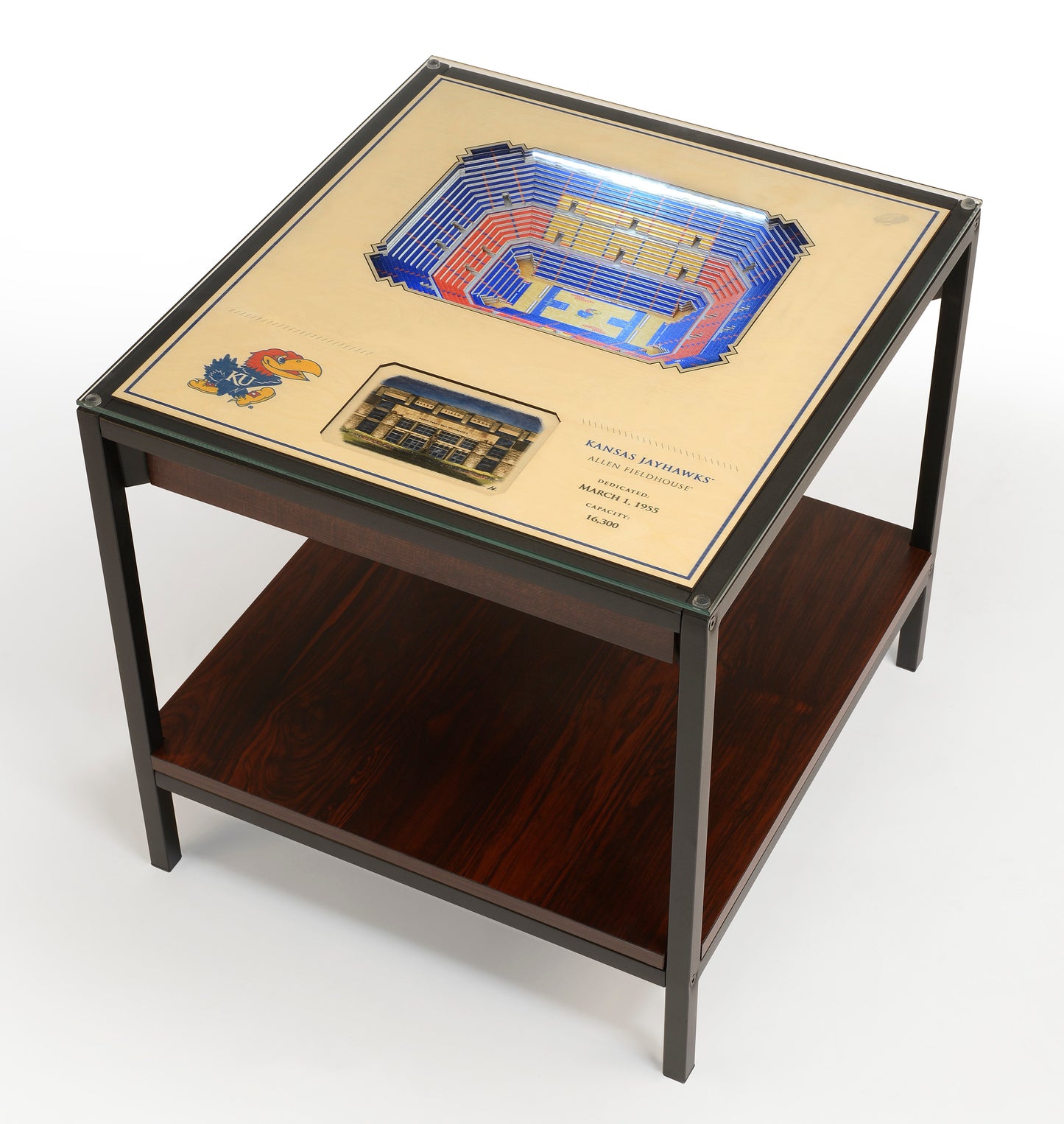 KANSAS JAYHAWKS 25 LAYER 3D STADIUM LIGHTED END TABLE