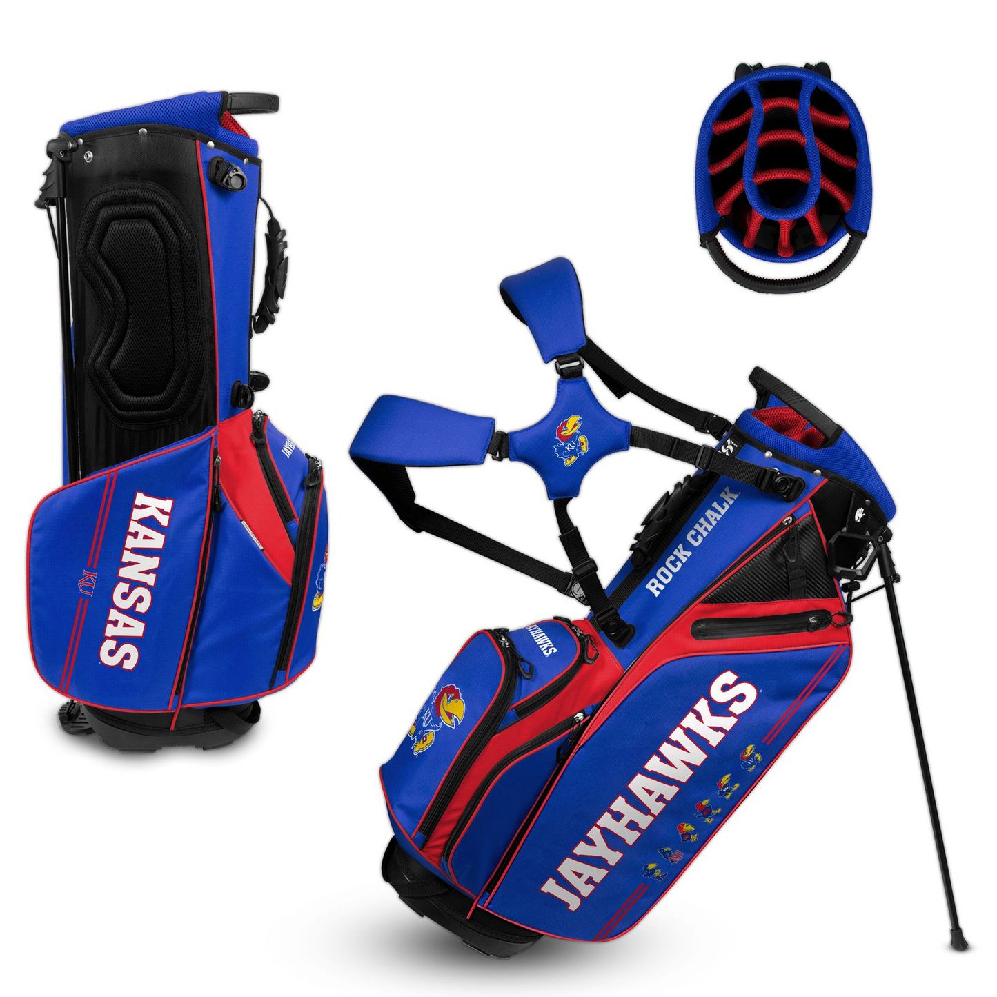 KANSAS JAYHAWKS TEAM EFFORT CADDIE CARRY HYBRID BAG