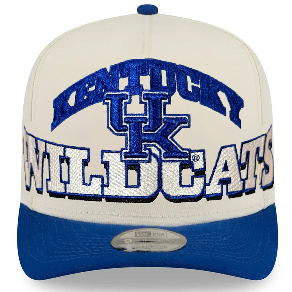 KENTUCKY WILDCATS MARCH MADNESS 9FIFTY A-FRAME SNAPBACK HAT - CHROME WHITE/BLUE