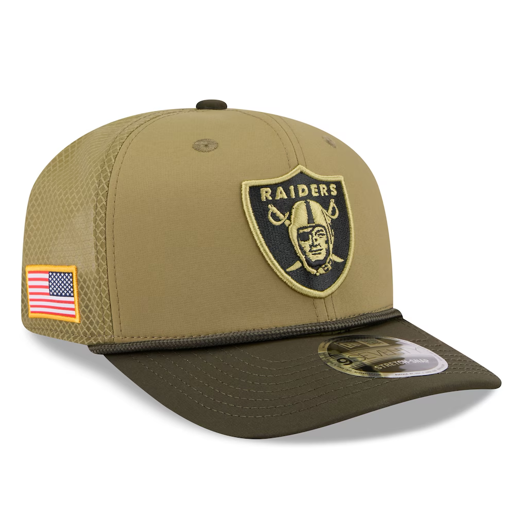 LAS VEGA RAIDERS 2025 NFL SALUTE TO SERVICE 9SEVENTY ADJUSTABLE HAT - GREEN