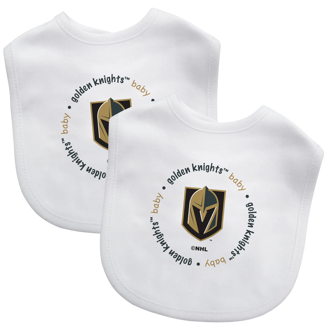 LAS VEGAS GOLDEN KNIGHTS BABY BIBS - 2 PACK - WHITE