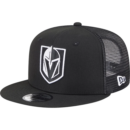 LAS VEGAS GOLDEN KNIGHTS EVERGREEN TRUCKER 9FIFTY SNAPBACK HAT - BLACK/WHITE