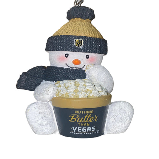 LAS VEGAS GOLDEN KNIGHTS POPCORN SNOWMAN ORNAMENT