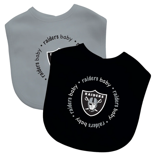 LAS VEGAS RAIDER BABY BIBS - 2 PACK - BLACK/GRAY