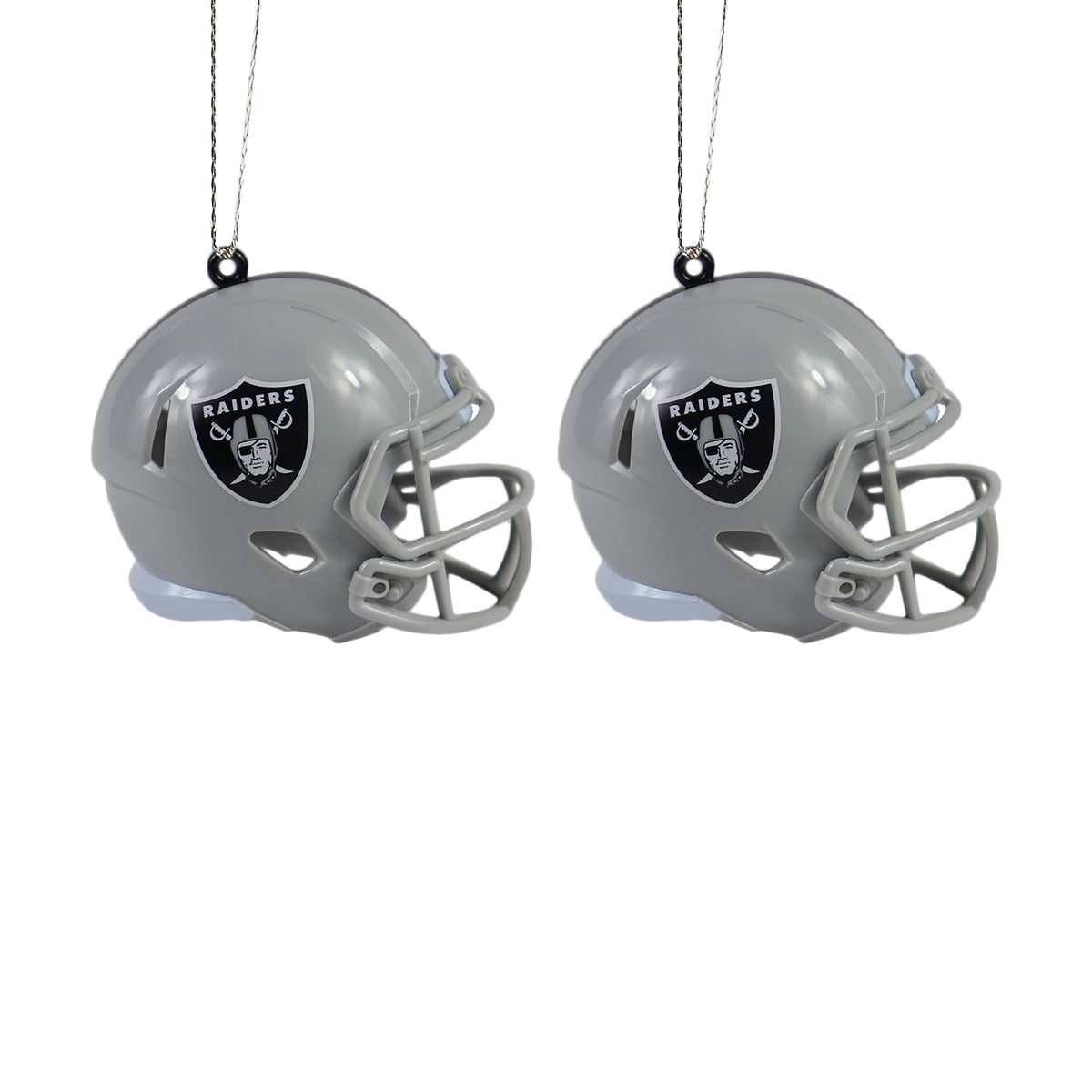 LAS VEGAS RAIDERS 2 PACK ABS HELMET ORNAMENT SET