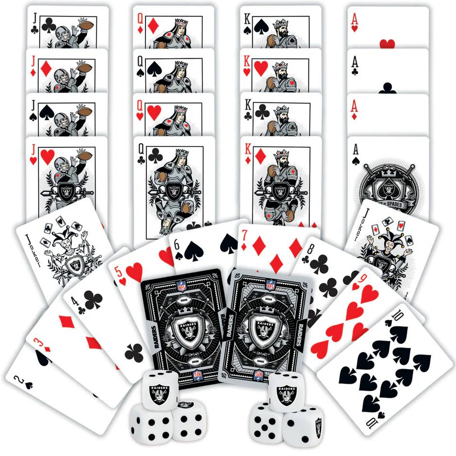 LAS VEGAS RAIDERS 2-PACK CARD AND DICE SET