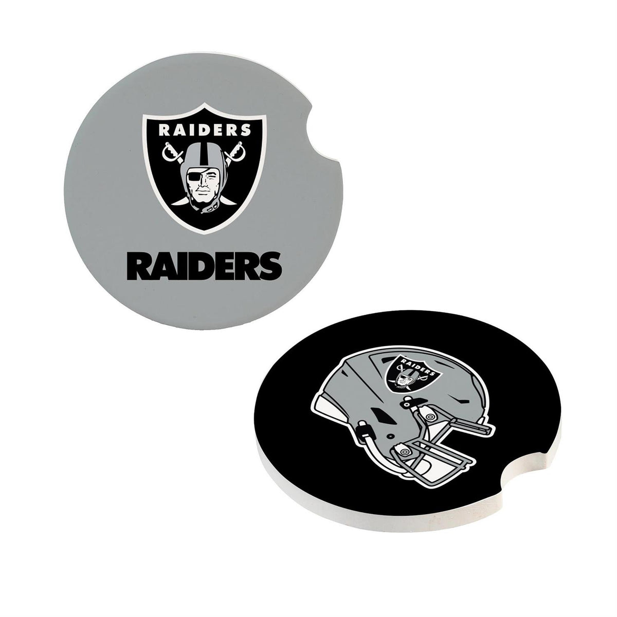 LAS VEGAS RAIDERS 2-PIECE CAR COASTER SET