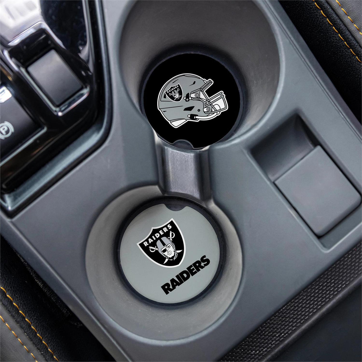 LAS VEGAS RAIDERS 2-PIECE CAR COASTER SET