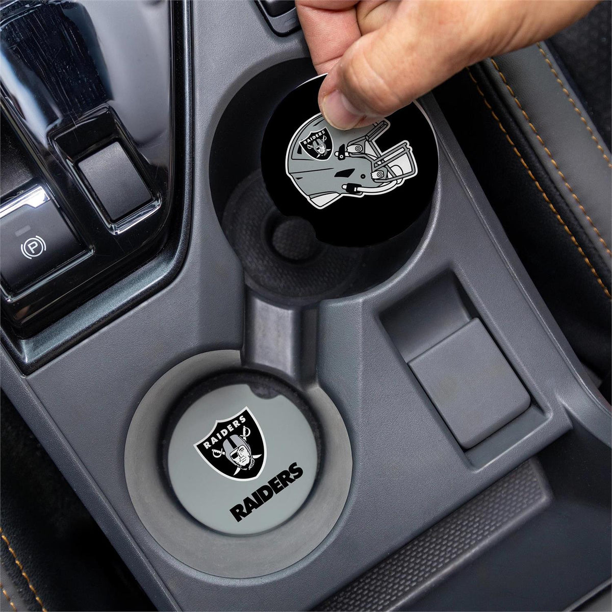 LAS VEGAS RAIDERS 2-PIECE CAR COASTER SET