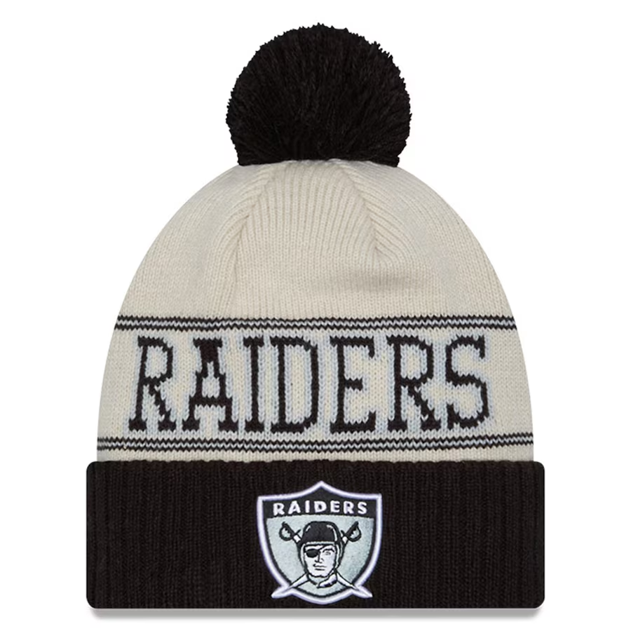 LAS VEGAS RAIDERS 2023 NFL SIDELINE CUFFED KNIT WITH POM - HISTORIC