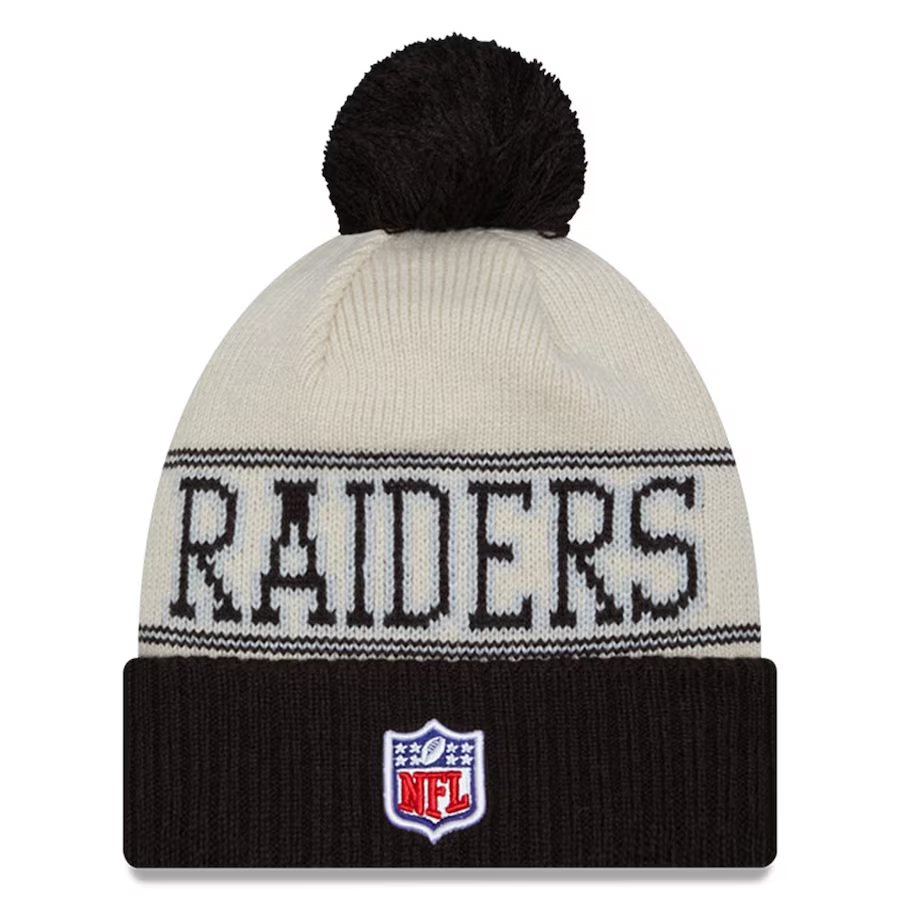 LAS VEGAS RAIDERS 2023 NFL SIDELINE CUFFED KNIT WITH POM - HISTORIC