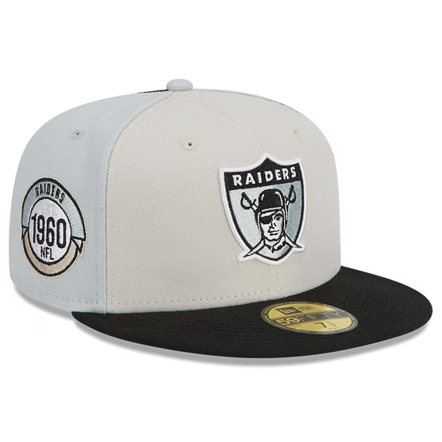 GORRA AJUSTADA 59FIFTY HISTÓRICA DE LA LÍNEA DE MARCHA DE LAS VEGAS RAIDERS 2023