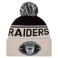 LAS VEGAS RAIDERS 2024 NFL HISTORIC SIDELINE CUFFED KNIT BEANIE WITH POM - STONE/BLACK