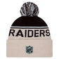 LAS VEGAS RAIDERS 2024 NFL HISTORIC SIDELINE CUFFED KNIT BEANIE WITH POM - STONE/BLACK