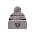 LAS VEGAS RAIDERS 2024 NFL SIDELINE CUFFED KNIT BEANIE WITH POM - GRAPHITE