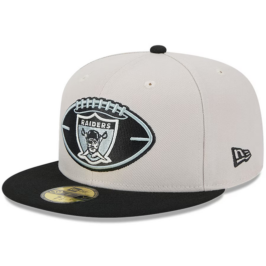 LAS VEGAS RAIDERS 2024 NFL SIDELINE HISTORIC 59FIFTY FITTED HAT - STONE/BLACK