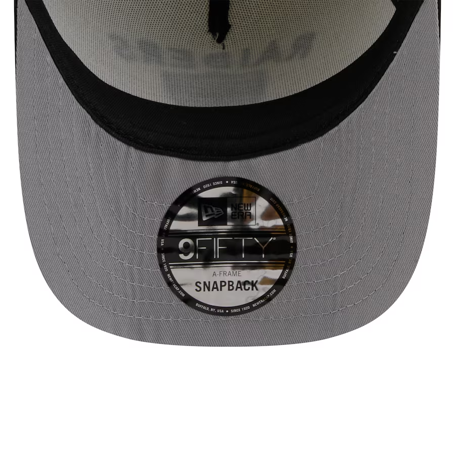 LAS VEGAS RAIDERS 2025 NFL DRAFT 9FIFTY A-FRAME SNAPBACK HAT - CHROME WHITE/BLACK