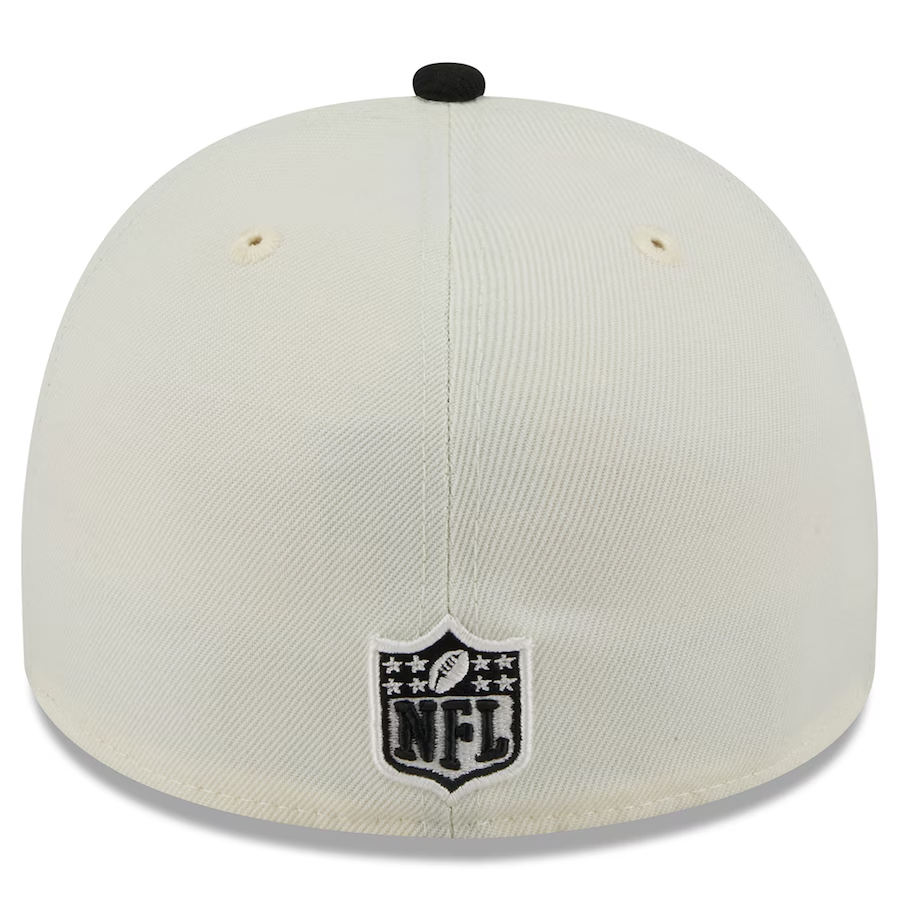 LAS VEGAS RAIDERS 2025 NFL DRAFT A-FRAME 59FIFTY FITTED HAT - CHROME WHITE/BLACK