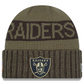 LAS VEGAS RAIDERS 2025 NFL SALUTE TO SERVICE CUFFED KNIT BEANIE - DARK GREEN