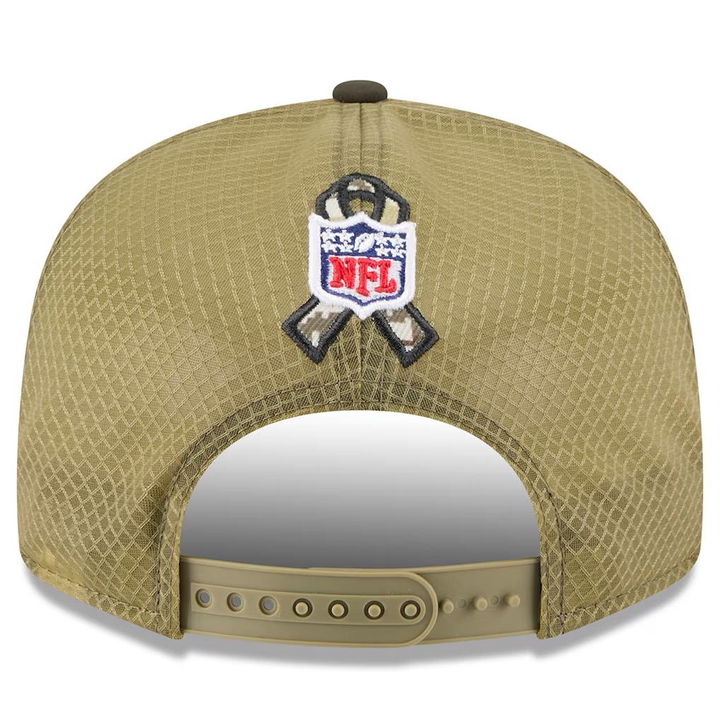 LAS VEGAS RAIDERS 2025 NFL SALUTE TO SERVICE SPLIT PANEL 9FIFTY SNAPBACK HAT - DARK GREEN