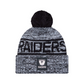 LAS VEGAS RAIDERS 2025 NFL SIDELINE COLD WEATHER CUFFED KNIT WITH POM - BLACK