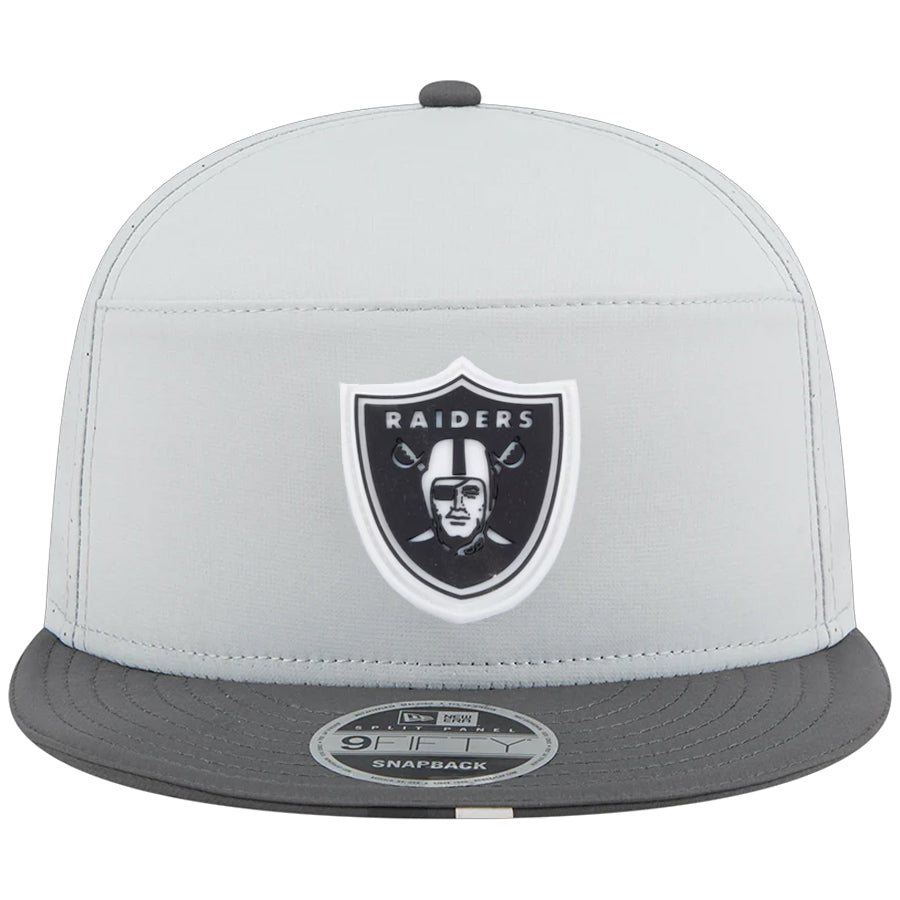 LAS VEGAS RAIDERS 2025 NFL TRAINING CAMP 9FIFTY SPLIT PANEL SNAPBACK HAT - GRAY