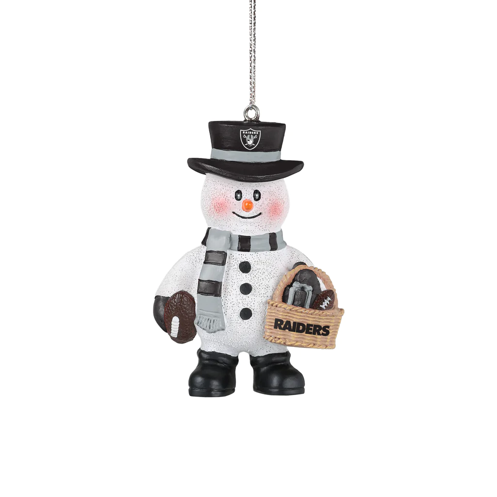 LAS VEGAS RAIDERS BASKET SNOWMAN ORNAMENT