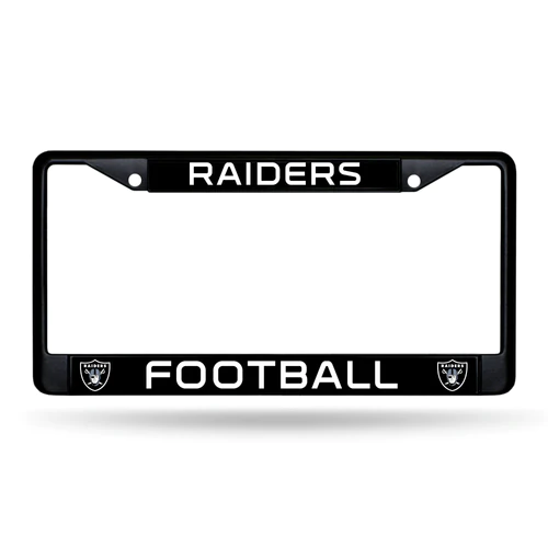 LAS VEGAS RAIDERS BLACK CHROME METAL LICENSE PLATE FRAME