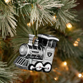 LAS VEGAS RAIDERS BLOWN GLASS TRAIN ORNAMENT