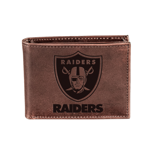 LAS VEGAS RAIDERS BROWN BI-FOLD LEATHER WALLET