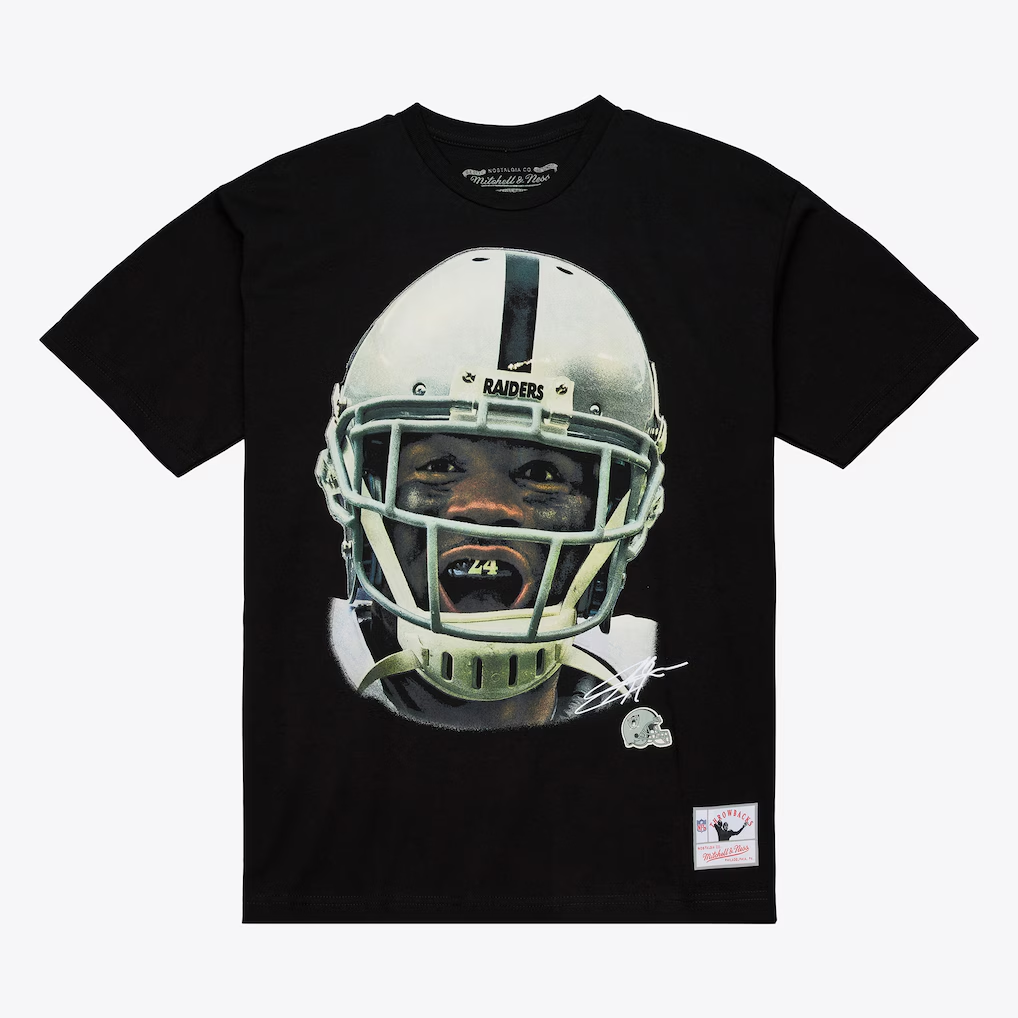 LAS VEGAS RAIDERS CHARLES WOODSON MEN'S MITCHELL & NESS REAL BIG FACE T-SHIRT - BLACK